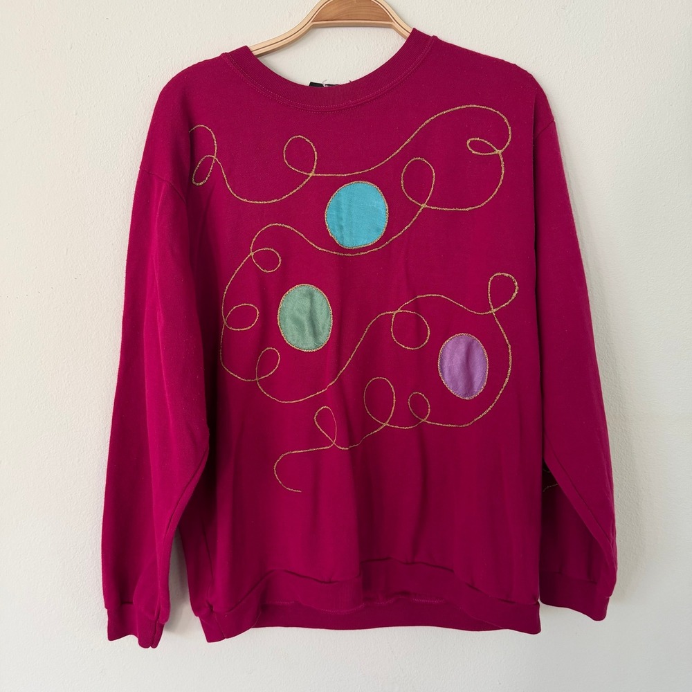 Vintage Andover Magenta Pink Abstract Applique Sweatshirt Made in USA Medium